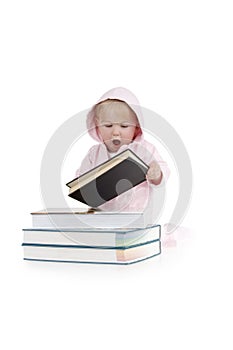 Toddler with books