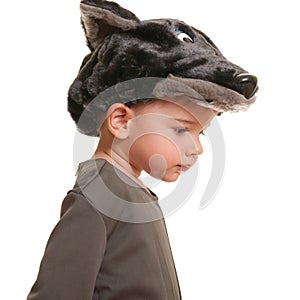 Toddler in a carnival suit of wolf