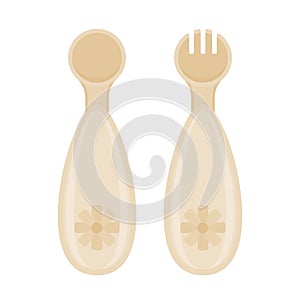 Toddler cutlery isolated on white