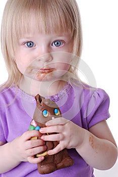 Toddler Eating Chocolate Bunny