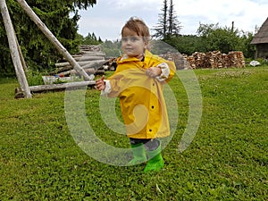 Toddler in farm field