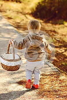 Toddler girl with basket