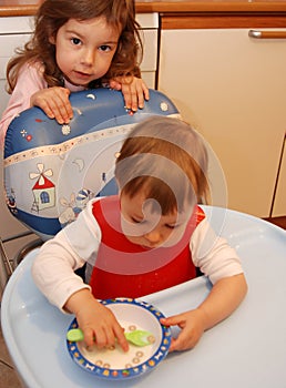 Toddler Girl Eating Cereal