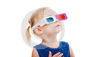 Toddler girl wearing 3D glasses