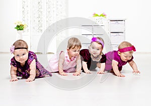 Toddler girls crawling