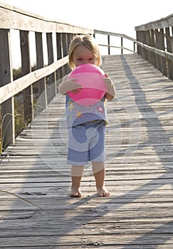 Toddler going to beach
