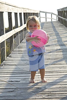 Toddler going to beach