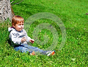 Toddler in grass