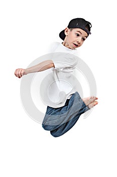 Toddler jumping midair