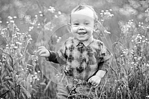 Toddler laughing in nature