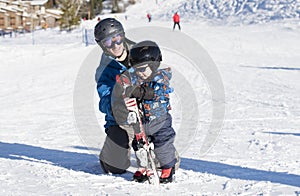 Toddler Learning to Ski at Dressed Safely