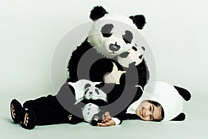Toddler loving pandas photo