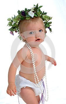 Toddler With Pearls