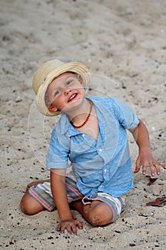 Toddler playing at the beach