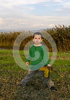 Toddler posing at nature