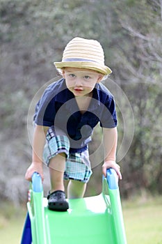 Toddler on slide