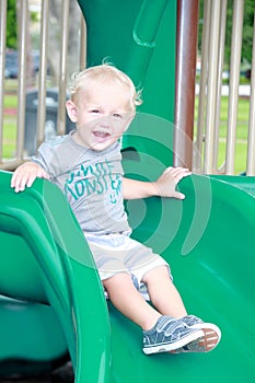 Toddler on slide