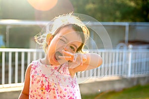 Toddler at sunset