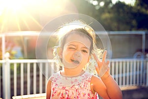 Toddler at sunset