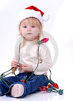 Toddler Wearing Santa Hat