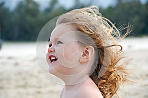 Toddler in the wind