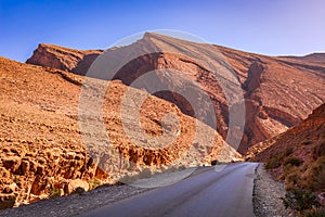 Todgha Gorge, Morocco. Limestone river canyons, or wadi, in the eastern part of the High Atlas Mountains photo