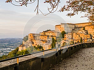 Todi during the autumn season, typical mediaeval village over Umbrian valley, central Italy