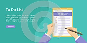 Todo list hands on clipboard green landing page