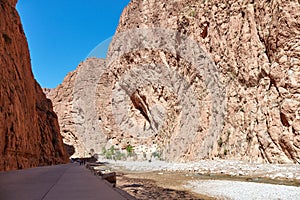 Todra Gorge, a canyon in the High Atlas Mountains in Morocco, near the town of Tinerhir.