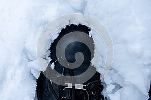 Boot toe in fresh snow