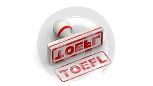 TOEFL exam. Stamp leaves a imprint