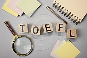 TOEFL word acronym, english exam or test