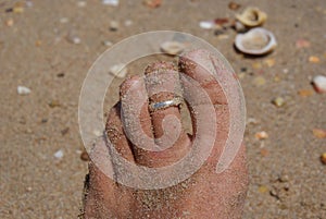 Toes on the beach