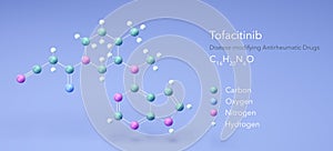 tofacitinib molecule, molecular structures, disease-modifying antirheumatic drugs, 3d model, Structural Chemical Formula and Atoms