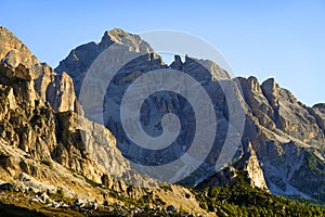 The Tofane Group, Italian alpine landscape in the Dolomites. photo