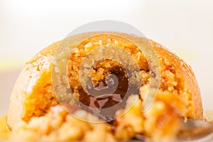 Toffee Bombe Pudding Closeup with Spoon