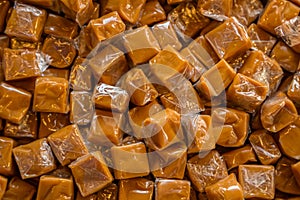 Toffee candy background close up