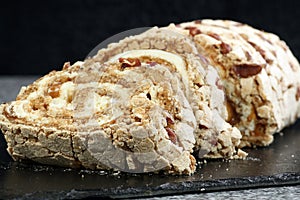 Toffee and pecan roulade