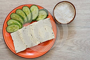 Tofu with cucumber and sea salt