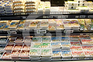 Tofu products on store shelves
