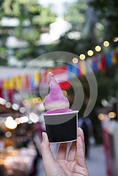 Tofu soft serve ice cream cup.