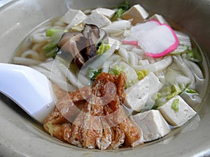 Tofu Soup with Noodles and Vegetables