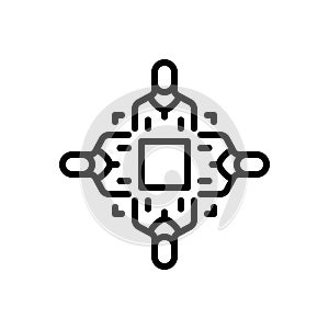 Black line icon for Together, teamwise and community