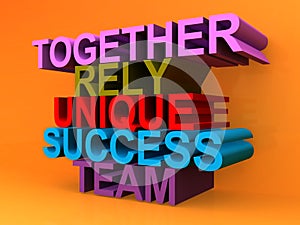 Together rely unique success team on orange