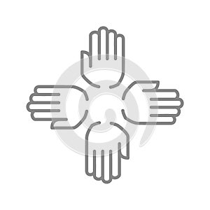 Togetherness line icon. Unity, support, partnership symbol