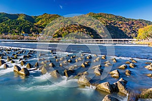 Togetsukyo bridge over Katsura river. Togetsukyo Bridge