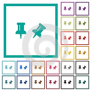 Toggle pin flat color icons with quadrant frames