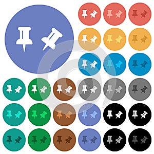 Toggle pin round flat multi colored icons