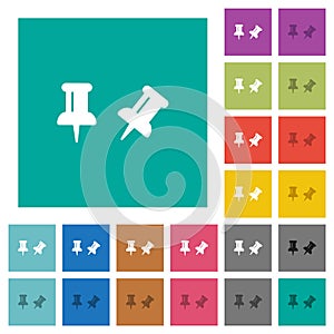 Toggle pin square flat multi colored icons