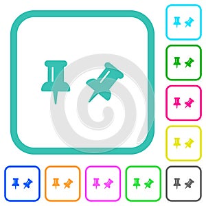 Toggle pin vivid colored flat icons